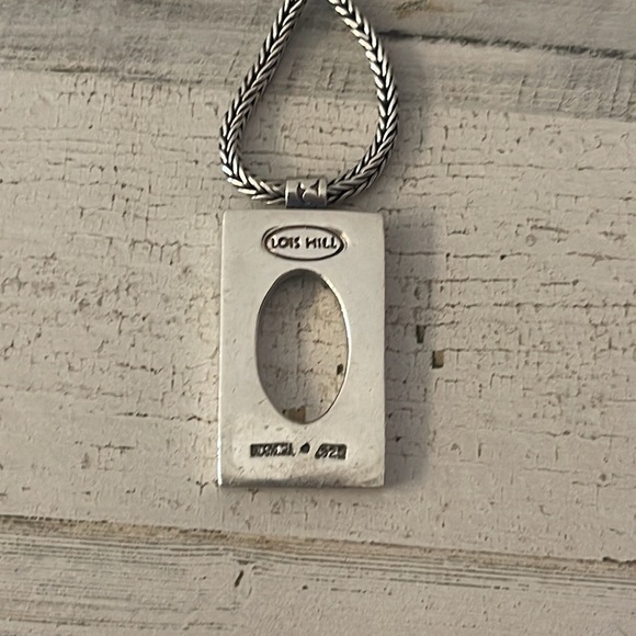 Lois Hill Sterling Silver Scroll Frame Pendant Necklace Wheat Chain 925 - Picture 4 of 11